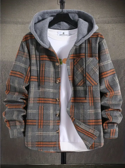 Mens Plaid Hooded Jacket