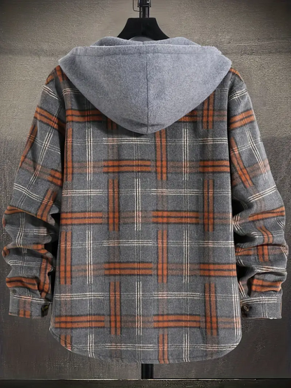 Mens Plaid Hooded Jacket